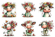 Whimsical Summer Cow Clipart, an Illustration by Dream Creation (Thumbnail 2 of 7)