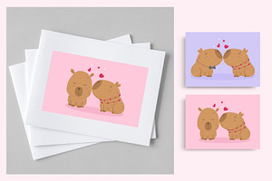 Capybaras In Love Card Collection