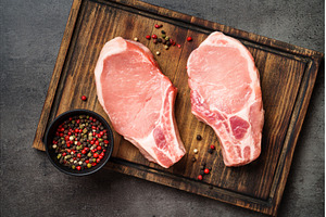 Raw pork steak. Fresh meat on, a Food & Drink Photo by Nadia-nb