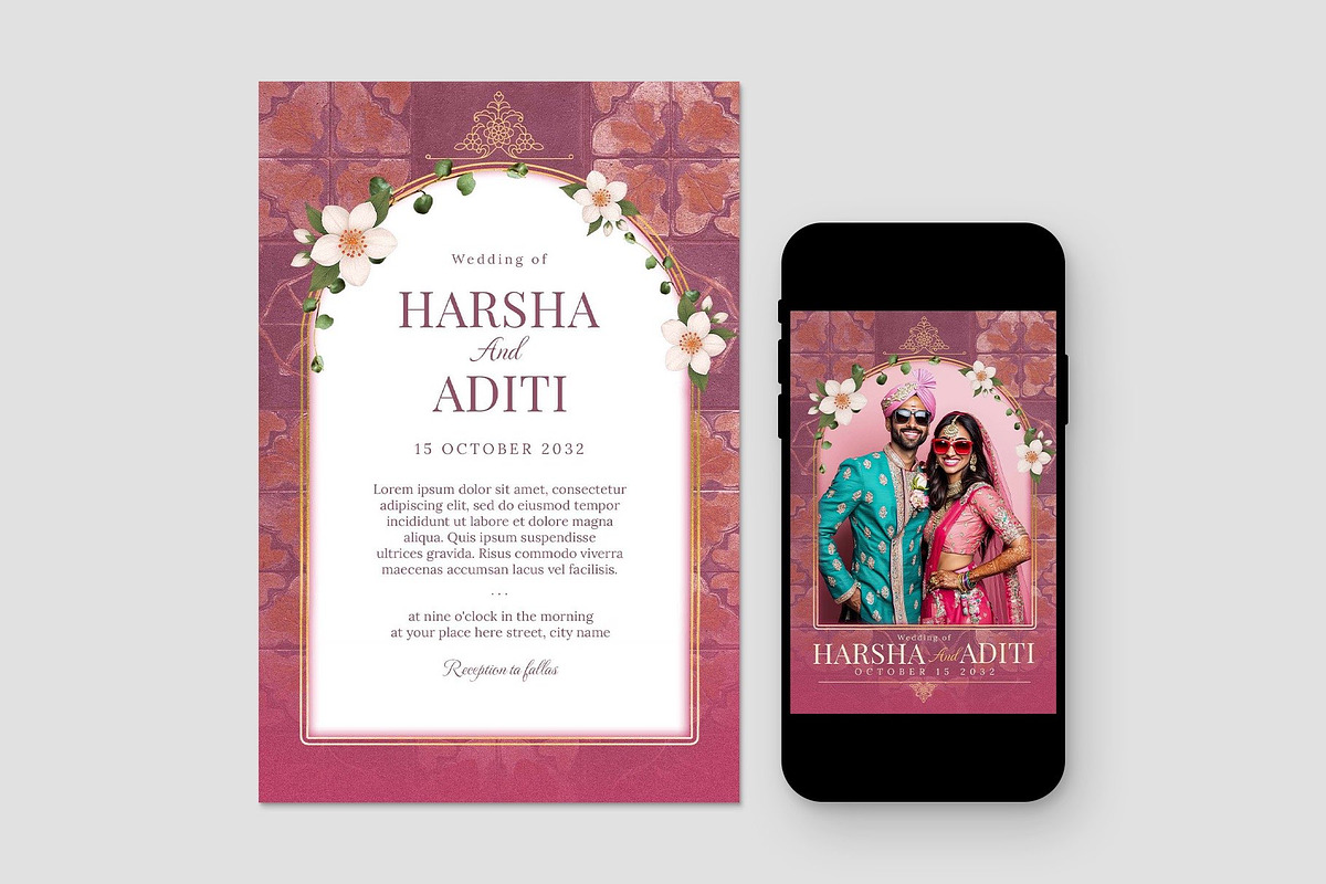 Indian Wedding Invitation Template preview 2
