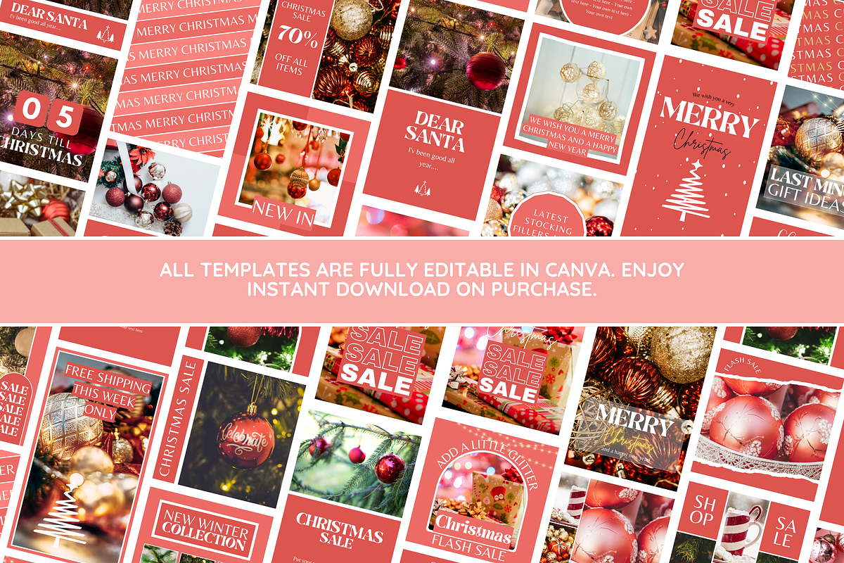 Red Christmas Instagram Templates preview 2