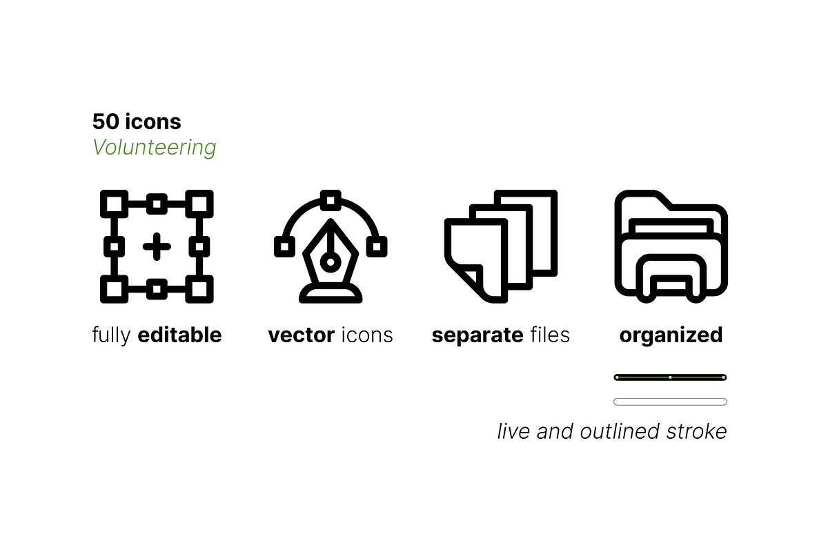 50 Volunteering Icons, an Outline Icon by Side Project (Photo 4 of 8)