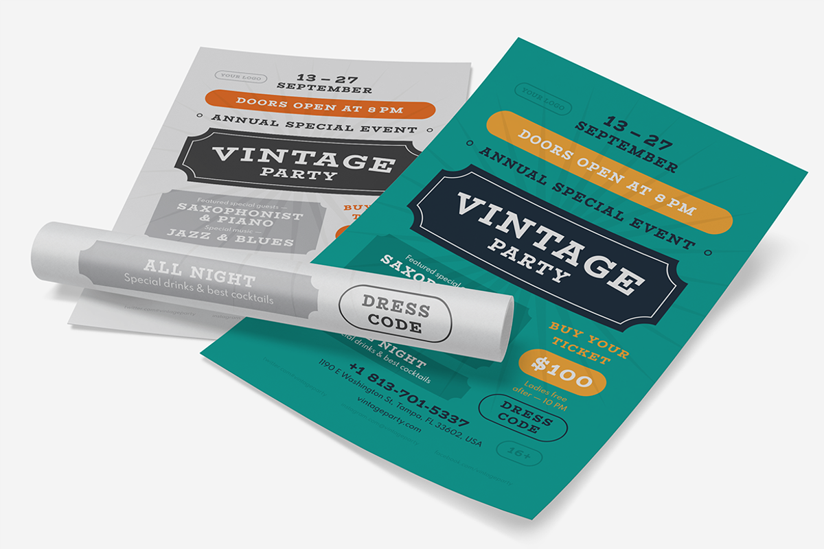 Vintage Party Poster Template, a Flyer Template by Danil Polshin (Photo 4 of 7)