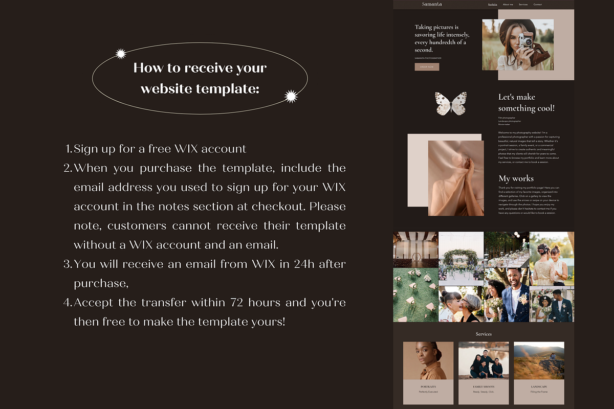 Wix Website Template Photographer, a Wix Template by Wixify Studio (Photo 6 of 12)