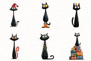 Quirky Christmas Black Cat Clipart, an Illustration by OK Design (Thumbnail 3 of 5)