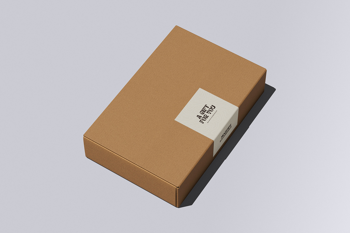 Box With Sticker Mockup, a Packaging Mockup by Riel Concept (Photo 7 of 8)