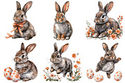Watercolor Rabbits Clipart, an Illustration by Craft Nest (Thumbnail 9 of 9)