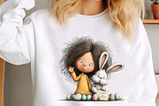 Whimsical Easter Girl and Bunny Clip, an Illustration by designcity5 (Thumbnail 3 of 5)