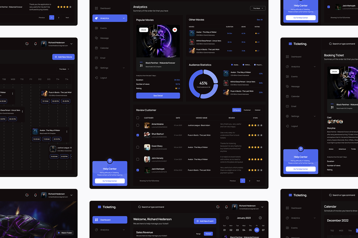 Ticketing - Ticket Booking Dashboard, an UI Kit Template by pickolabstudio (Photo 6 of 6)