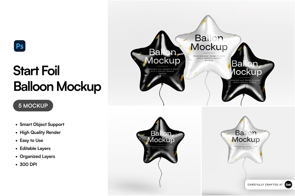 Start Foil Balloon Mockup, a Product Mockup by SLAB! Design (Photo 1 of 7)