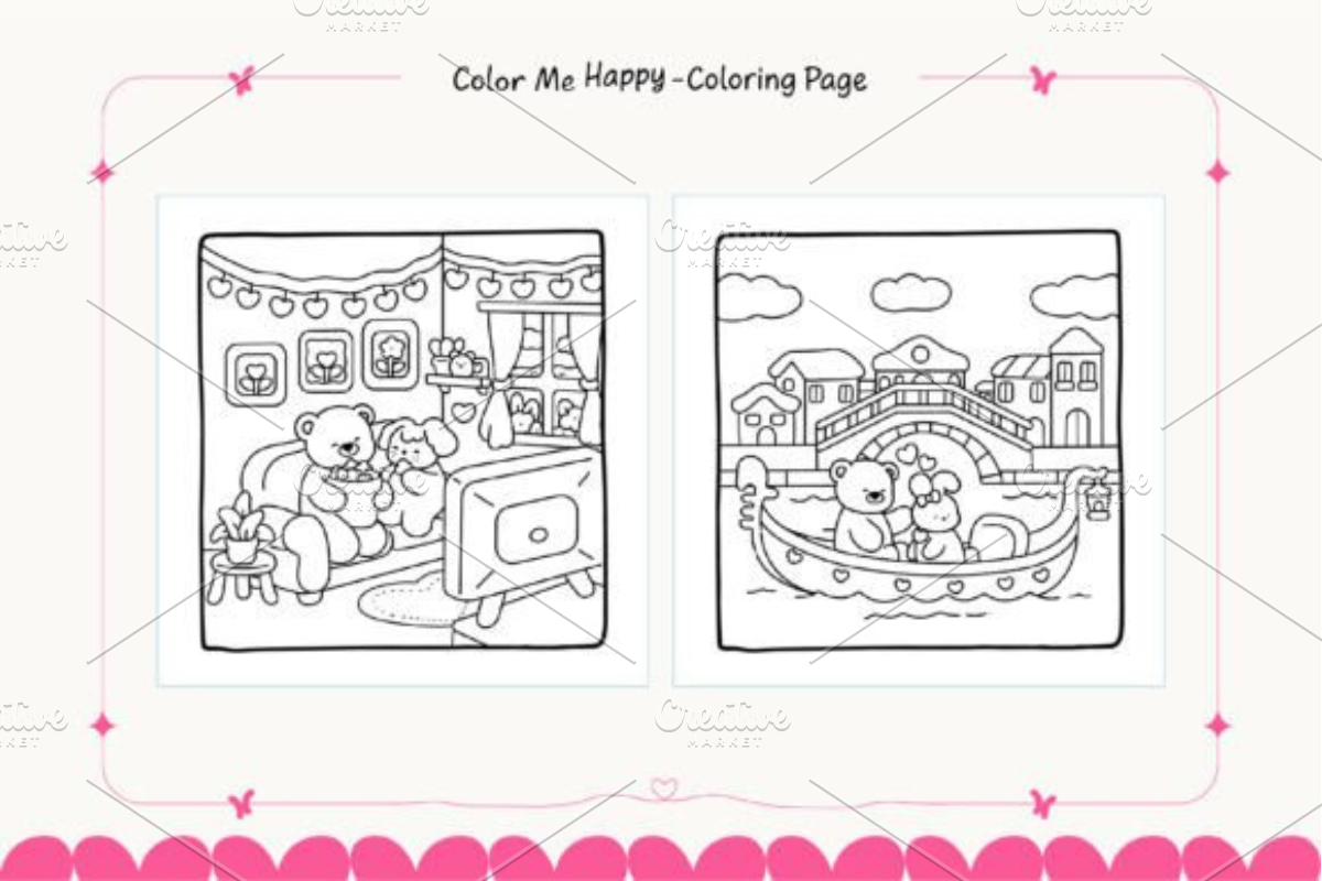 Cozy Love Moments Coloring Pages, an Animal Illustration by Ink Gallery (Photo 4 of 5)