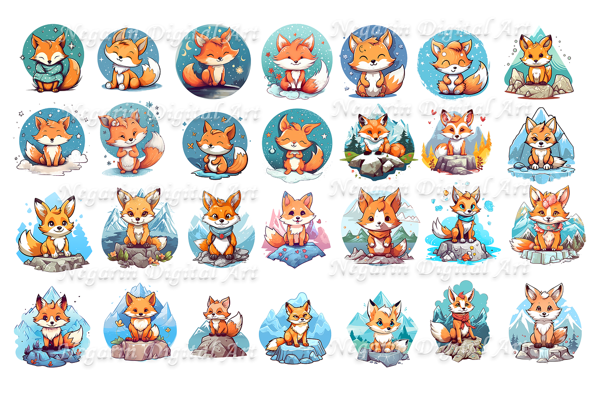 Watercolor Cute Fox Clipart, an Object Graphic by Negarin Digital Art (Photo 3 of 11)
