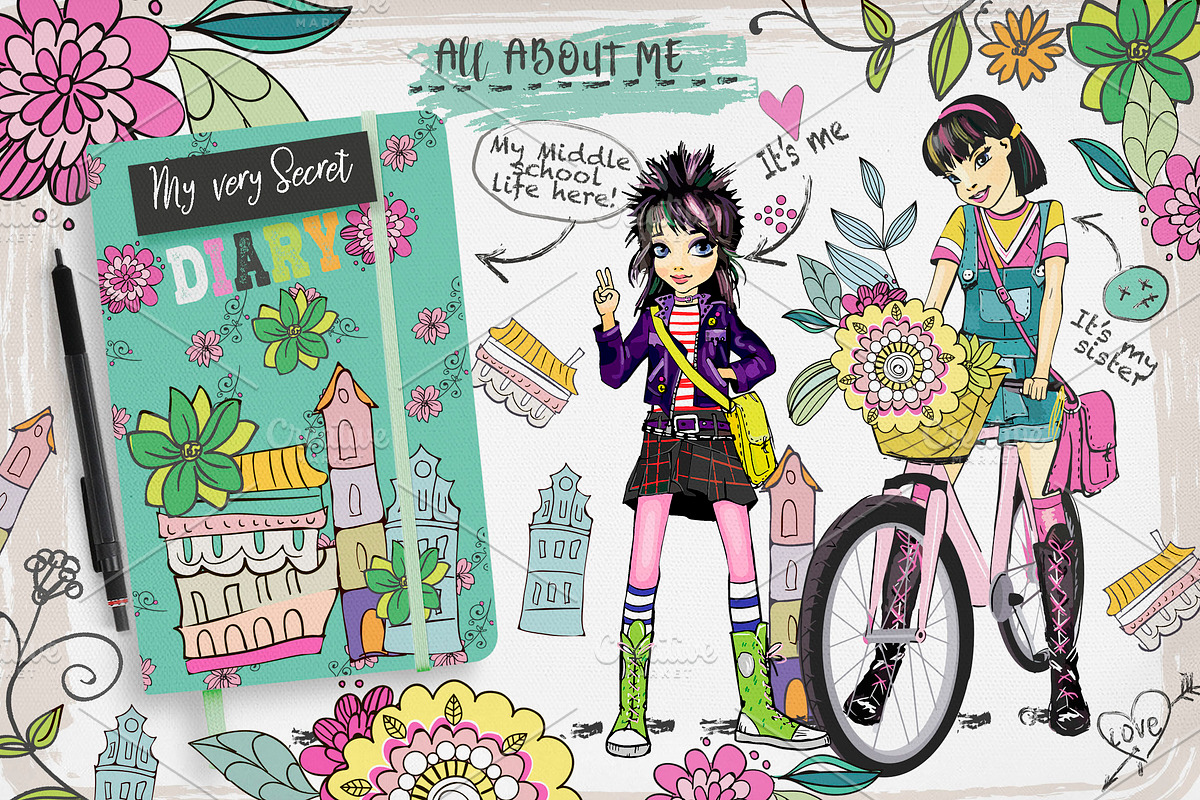 GIRL'S MIDDLE SCHOOL, an Education Illustration by Alisa Mikibith Art (Photo 5 of 14)