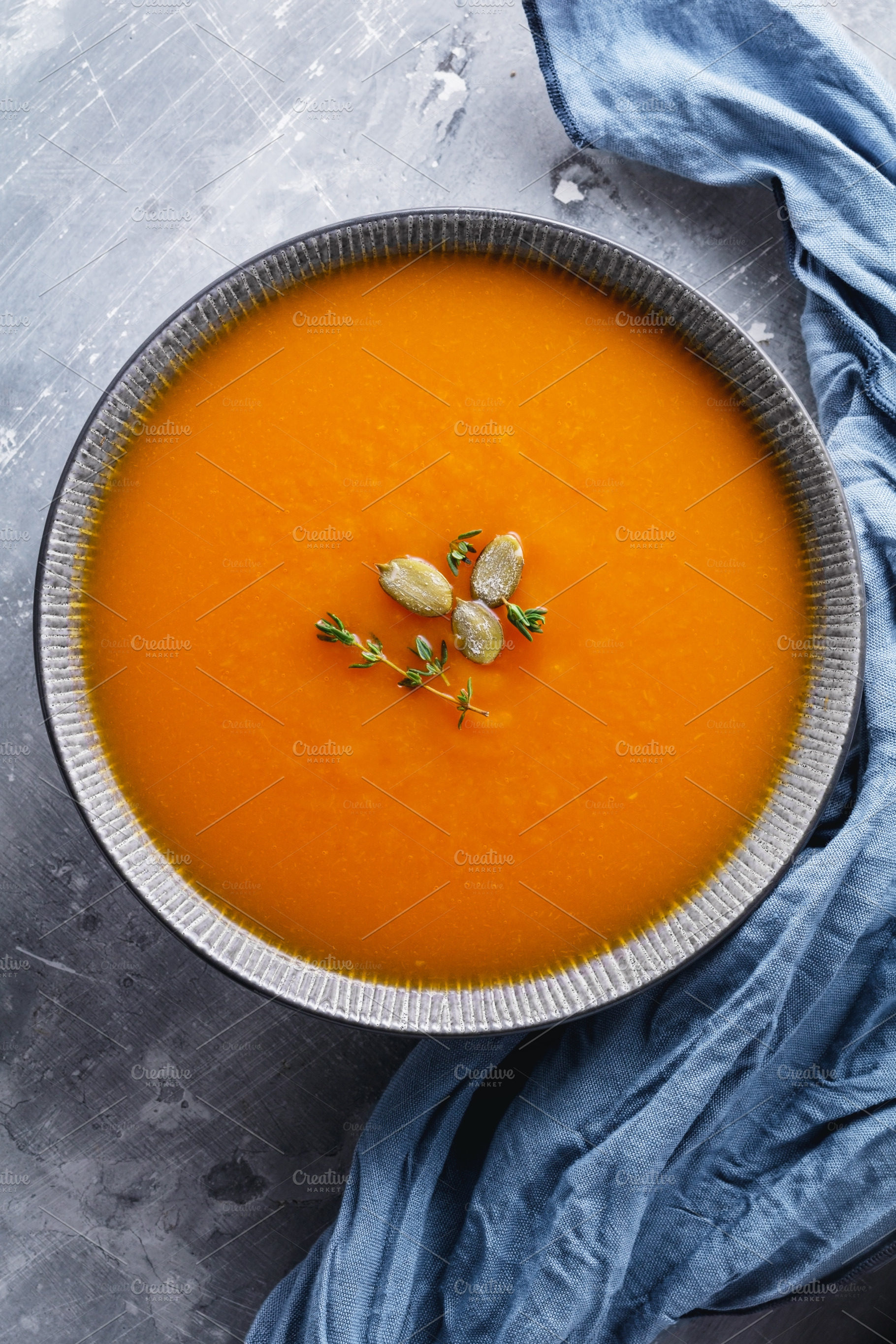 Top view of the pumpkin soup, a Food & Drink Photo by Edalin's Store