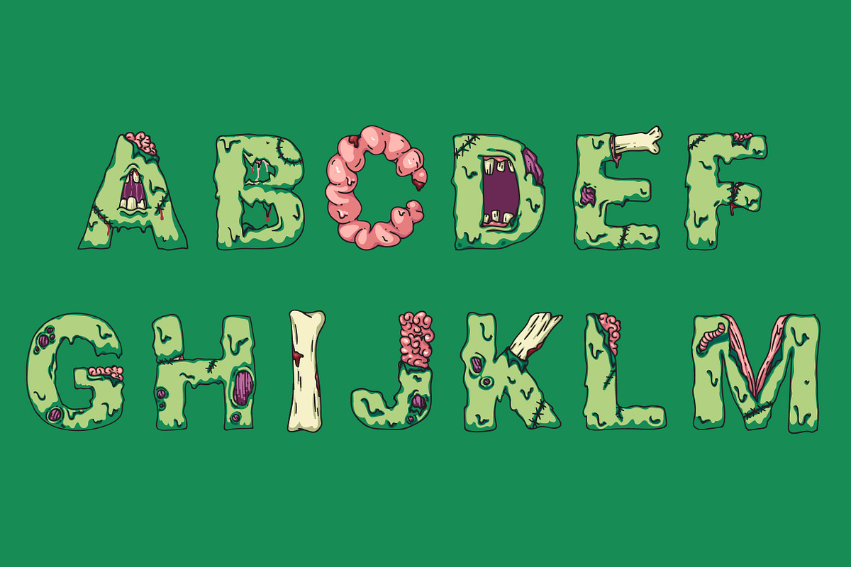 Scary zombie monster halloween font preview 2