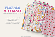 Florals & Stripes Vintage Patterns, a Pattern Graphic by Cozy pattern shop (Thumbnail 3 of 11)