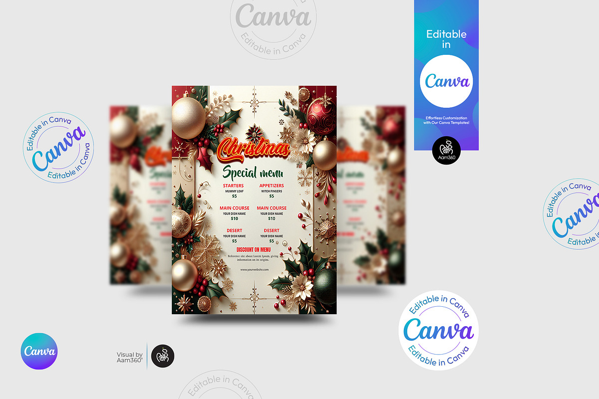 Christmas Menu Flyer Template, a Flyer Template by Aam360 (Photo 1 of 3)