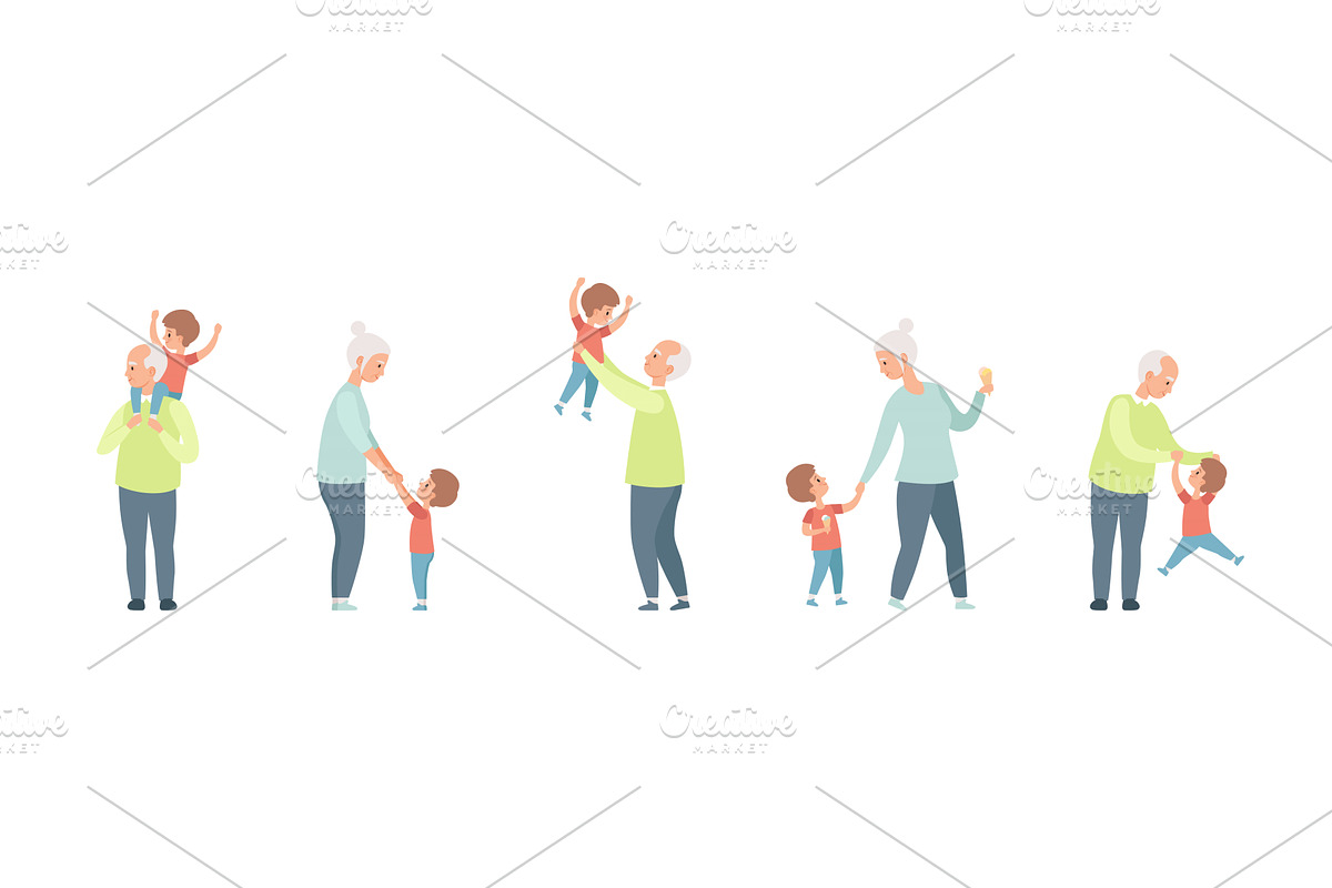 Grandparent with Boy Kid Spend Time, a Person Illustration by TopVectors
