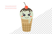 Cute Ice Cream Illustration, a Food Illustration by ⋒DesignECShop⋒ (Thumbnail 2 of 3)