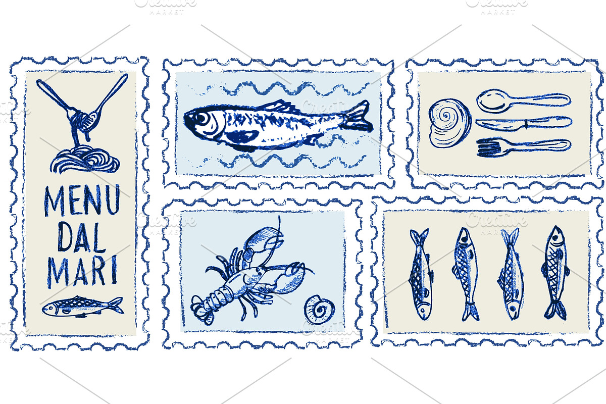 Hand drawn Amalfi coast postage, a Food Illustration by Zimages (Photo 1 of 3)