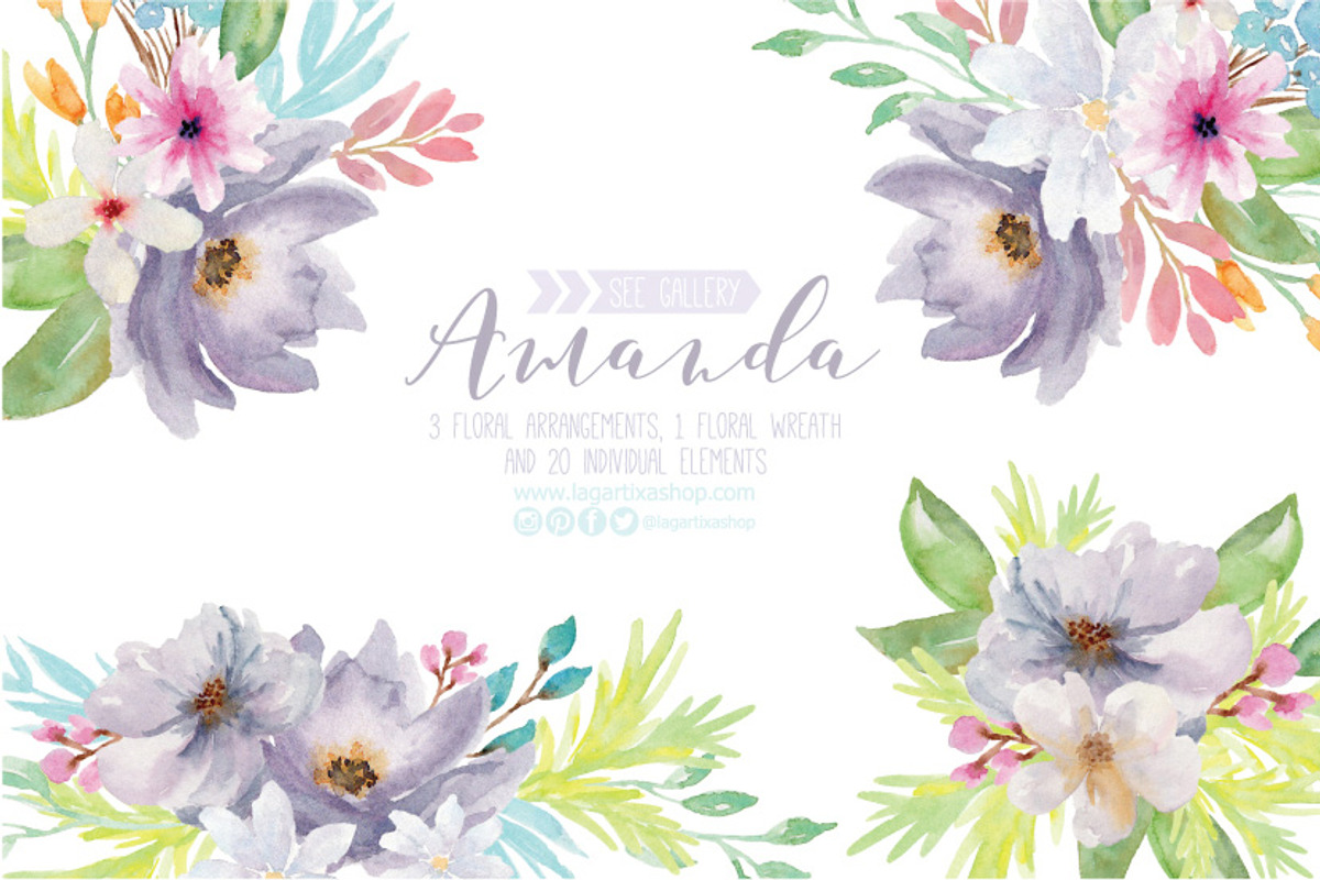 Floral Watercolor Design - Amanda, an Illustration by Lagartixa Shop (Photo 2 of 3)
