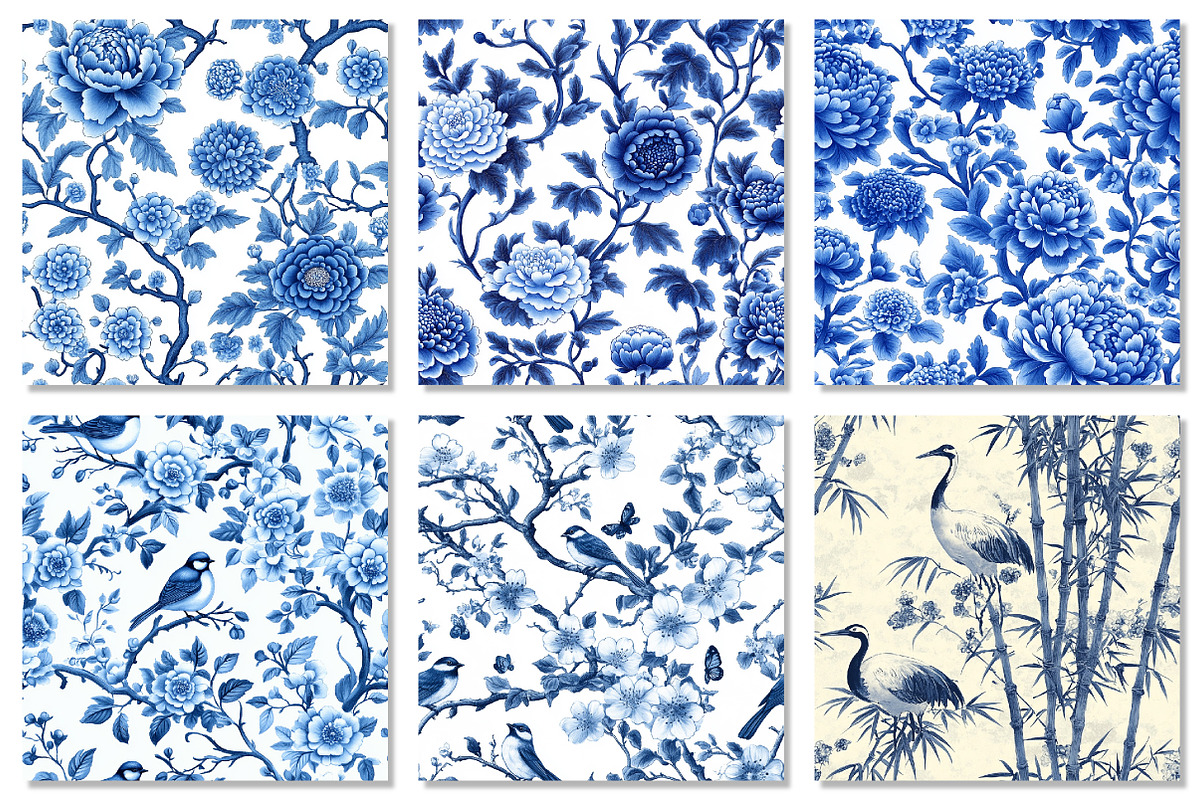 Blue Chinoiserie Seamless Pattern, a Texture Graphic by Dream Creation (Photo 6 of 6)