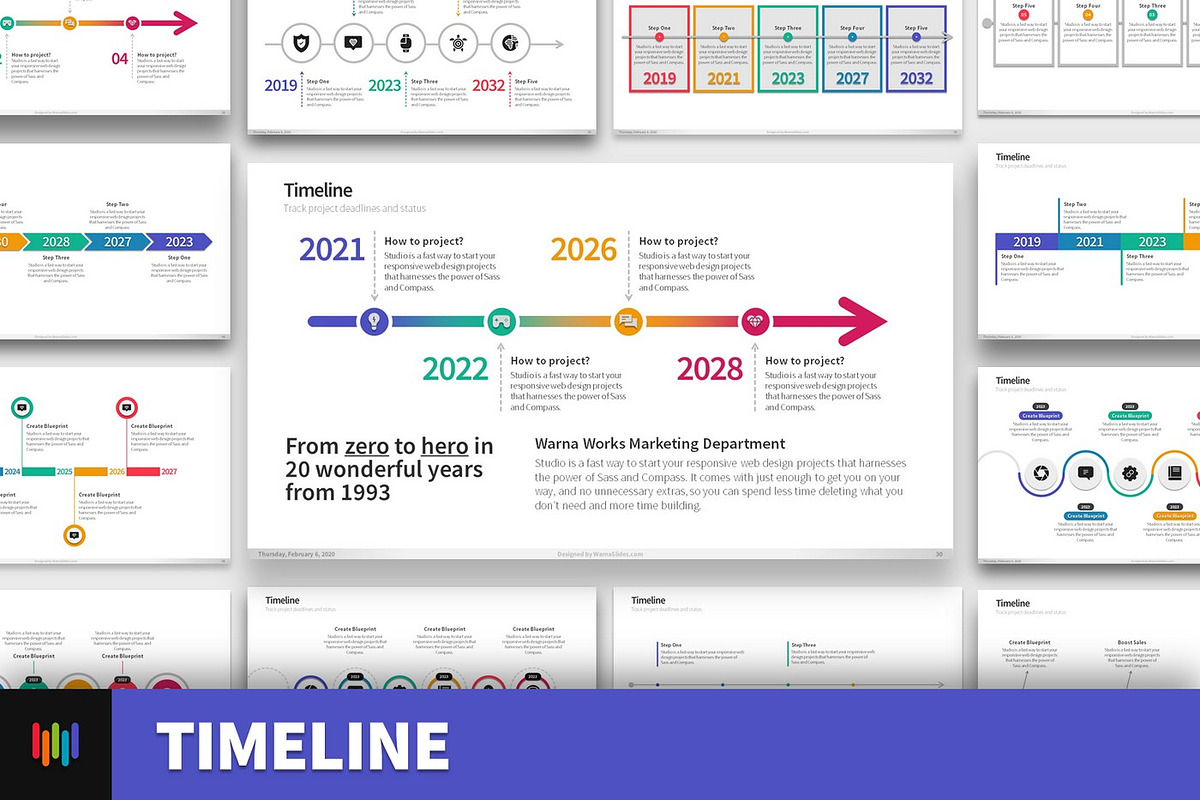 Timeline PowerPoint Templates, a Presentation Template by Warna Works (Photo 1 of 24)