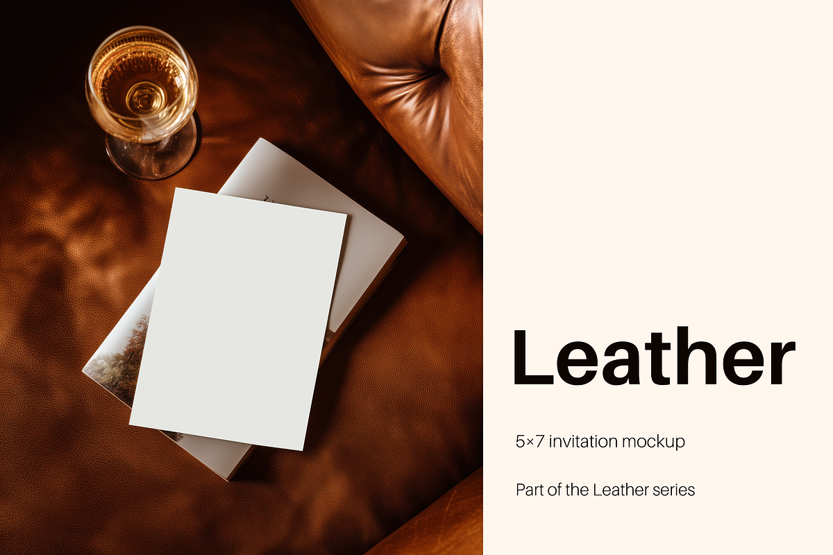 Leather 5x7 Invitation Mockup, a Product Mockup by Serenefeeling (Photo 1 of 9)