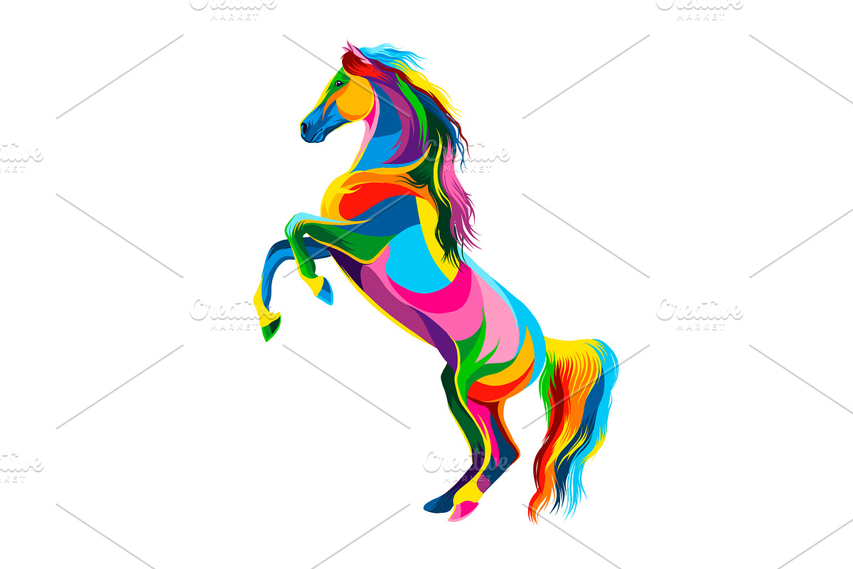 Abstract horse rearing up, an Animal Illustration by 3D Tai