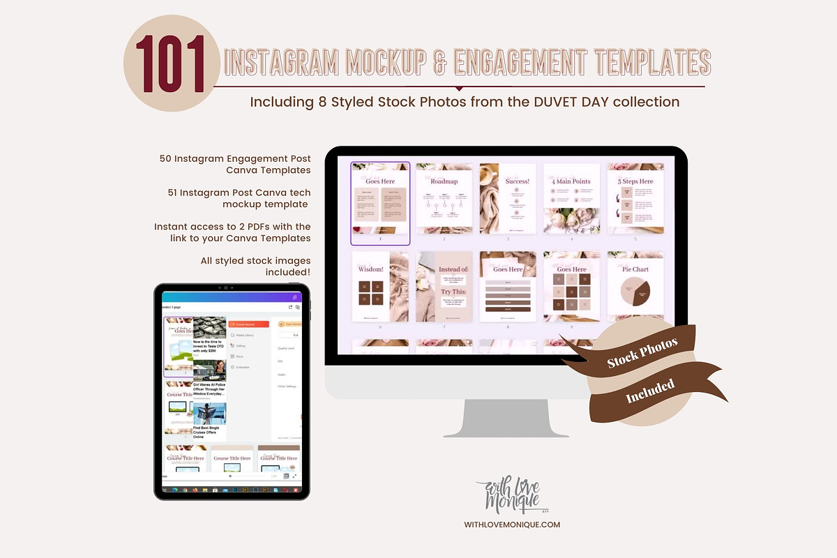 101 Instagram Canva Templates, a Social Media Template by With Love Monique (Photo 5 of 11)