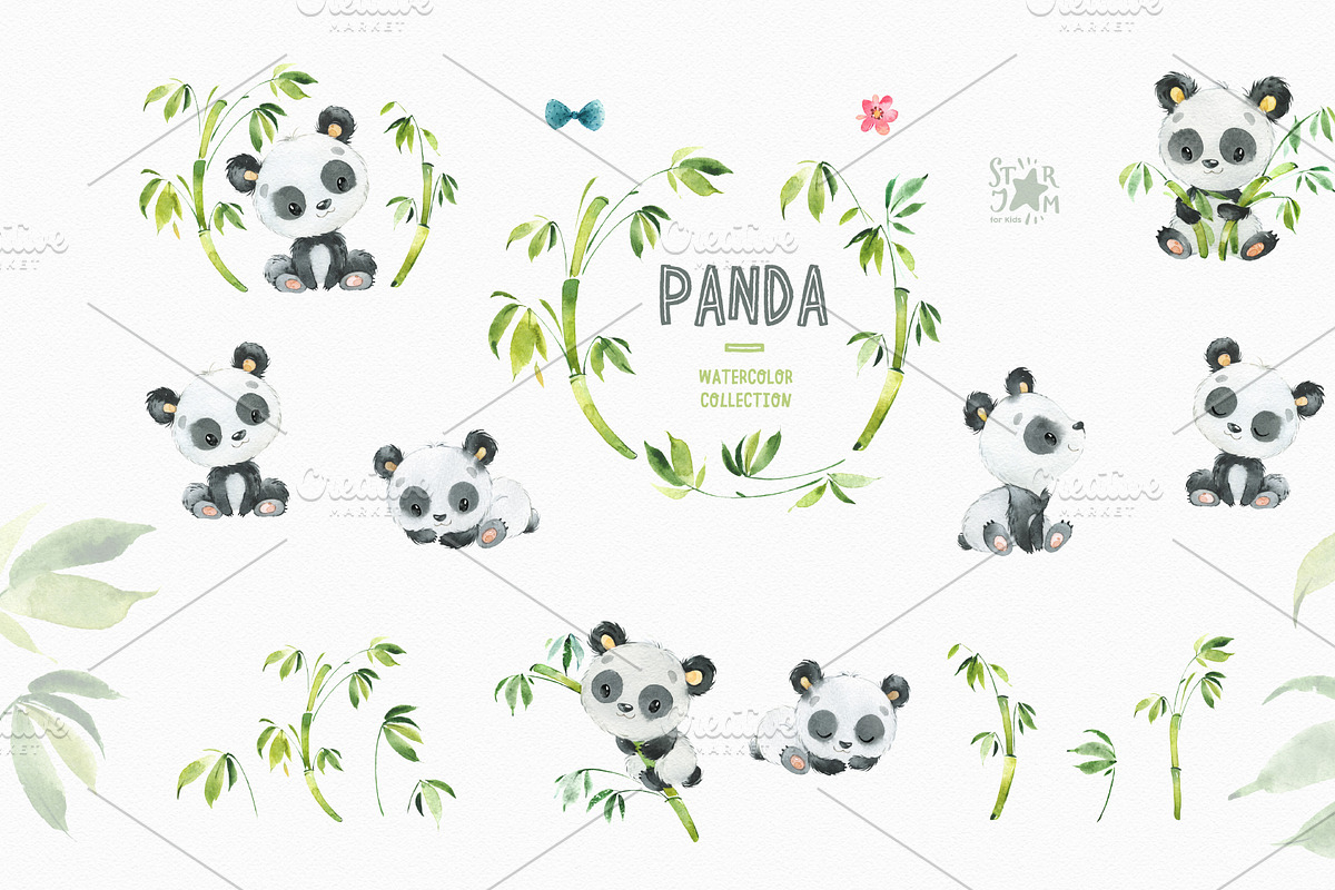 Panda & Family Collection, an Animal Illustration by StarJam (Photo 2 of 6)