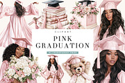 Pink Graduation Clipart Bundle, an Education Illustration by BusyDaydesign (Thumbnail 1 of 9)