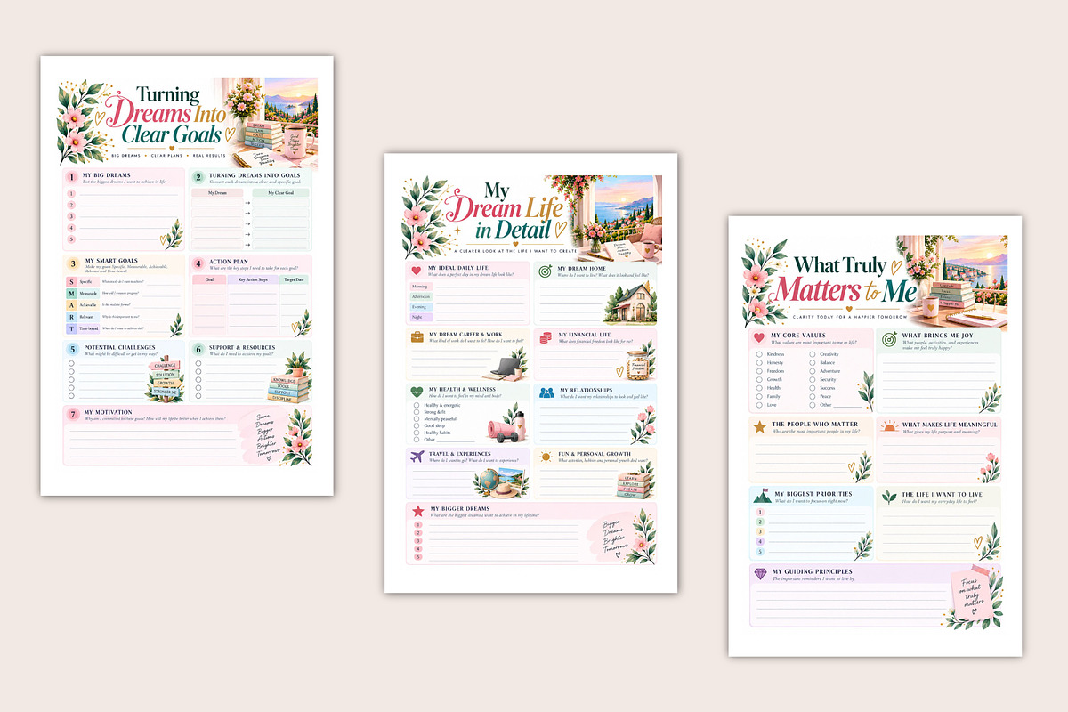 Dream-to-Reality Planner, a Stationery Template by Designmela01 (Photo 4 of 5)