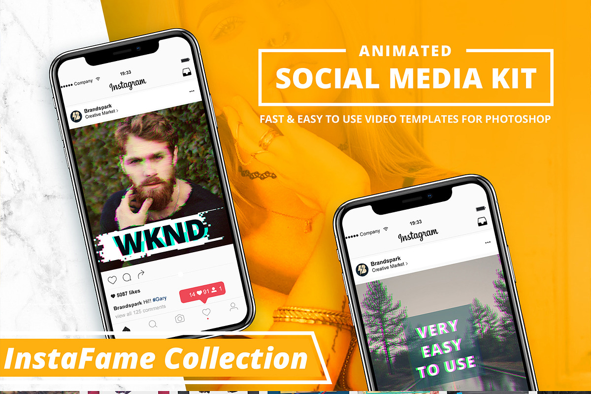 Instagram Video Photoshop Templates, a Social Media Template by Brandspark (Photo 1 of 10)