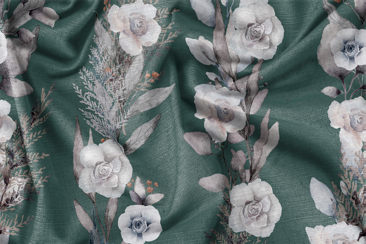 Gray roses, botanical seamless, a Pattern Graphic by NastiaDesignsPrints (Photo 6 of 9)