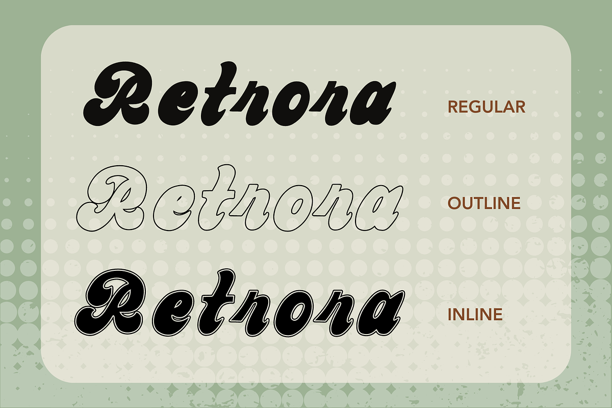 Retrora | Vintage Retro Font, a Font by BAMBIN (Photo 7 of 8)
