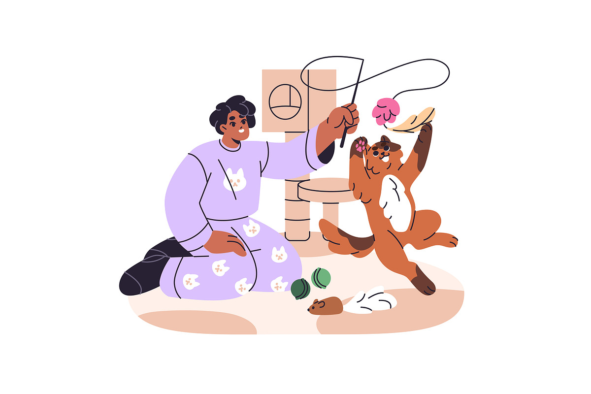 Pet owners with cute cats, dogs set, an Animal Illustration by PaperTrident (Photo 9 of 9)