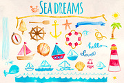 Seaside Ocean Nautical Watercolor, an Illustration by Violet LeBeaux (Thumbnail 1 of 4)