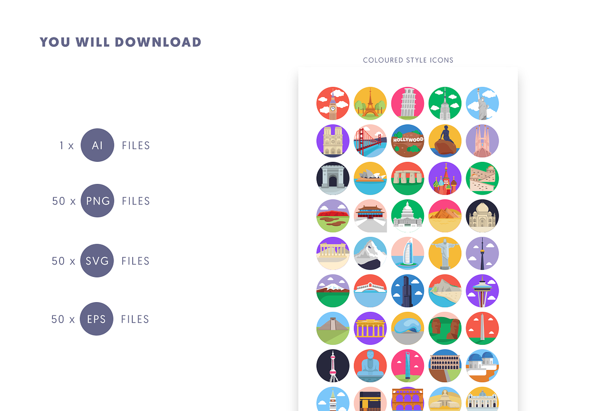 50 Landmarks Icons, an Outline Icon by Dighital (Photo 10 of 10)