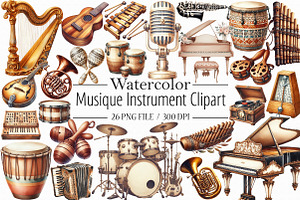Musique Instrument Clipart, an Illustration by Libby Wishes