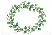 Watercolor Green Leaf Wreath Vector, an Illustration by hafijul (Thumbnail 7 of 12)
