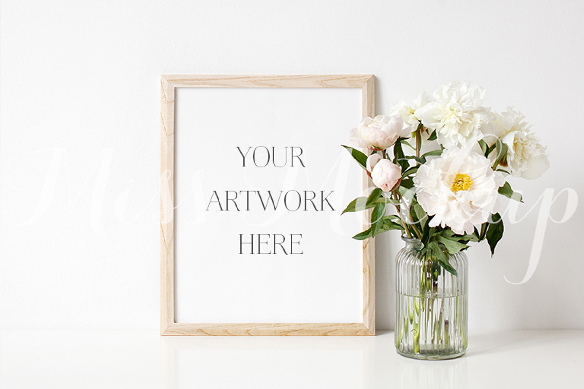 Natural Wood Frame Mockup, a Print Template by Miss Mockup