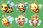 Kawaii Honey Bee Clipart Bundle, an Illustration by Designworld (Thumbnail 3 of 5)