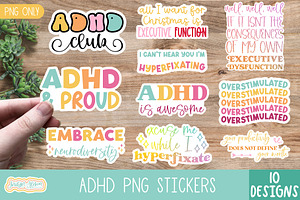 ADHD Sticker Bundle - 10 PNGs