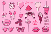 Pink Vibes Only Glam Girl Clipart, an Illustration by CherithDrawsThings (Thumbnail 2 of 7)