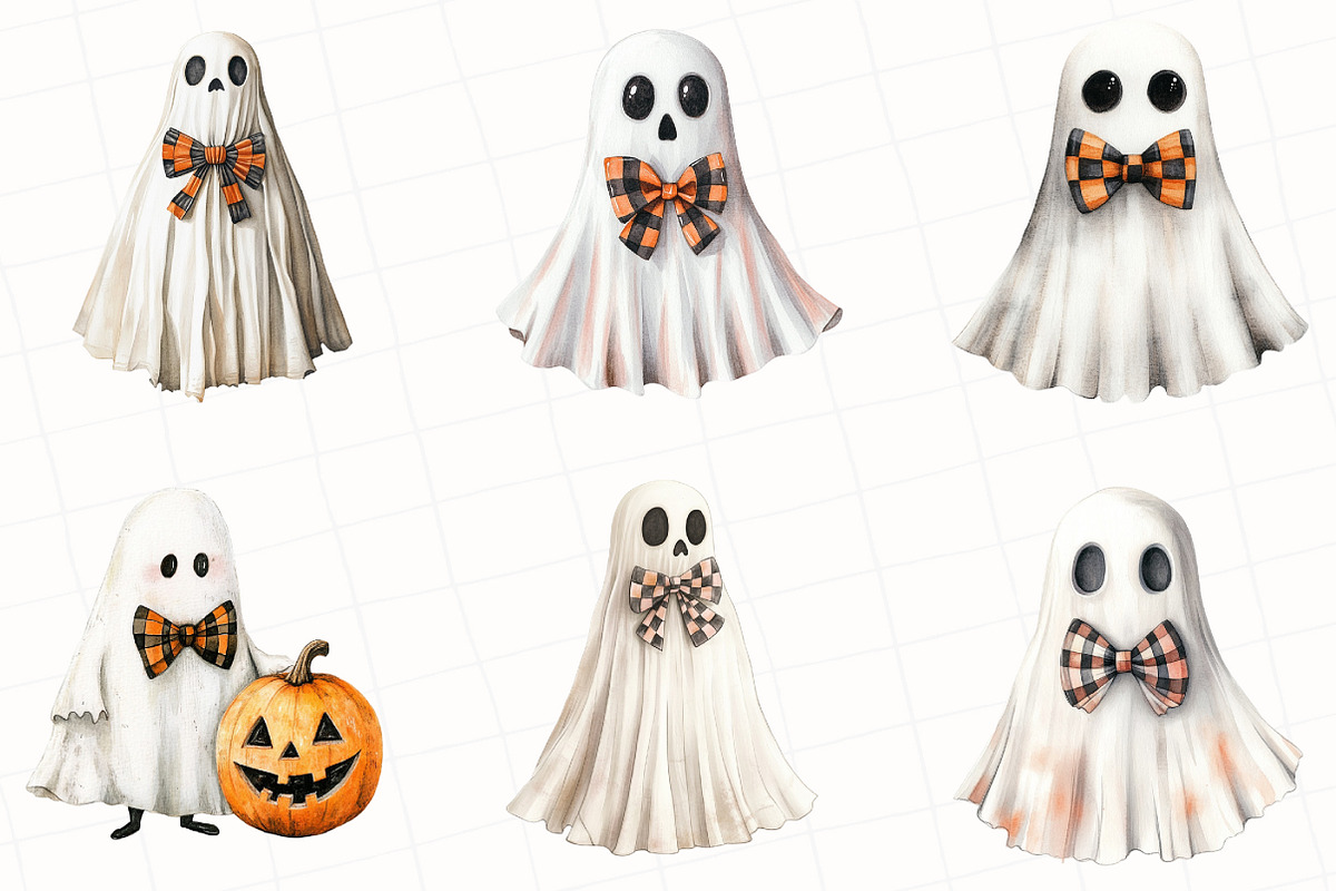 Cute Halloween Ghost Clipart, an Illustration by OK Design (Photo 3 of 5)