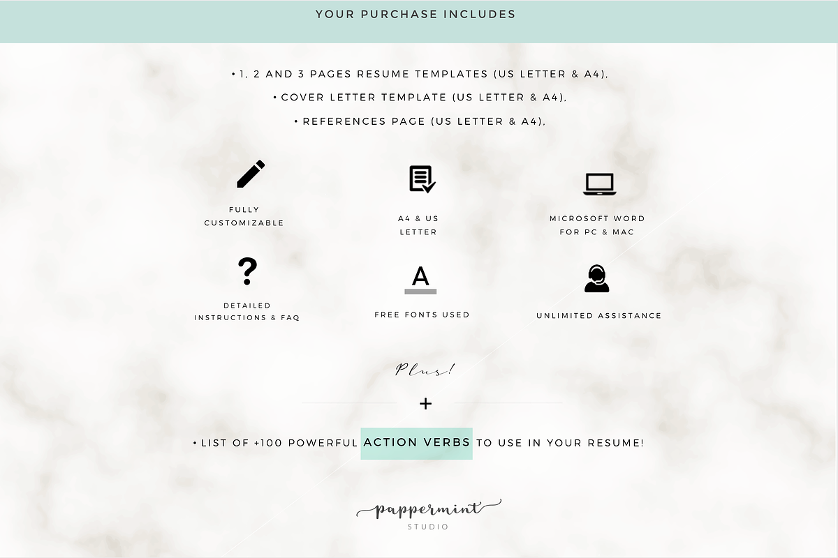 Resume Template / CV, a Resume Template by PAPPERMINT RESUME STUDIO (Photo 4 of 6)