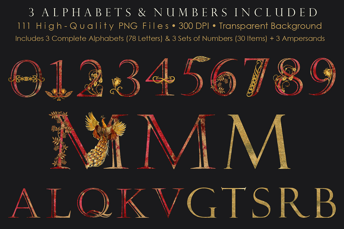 Peacock Gold & Burgundy Monograms, an Object Illustration by FineArt (Photo 3 of 5)
