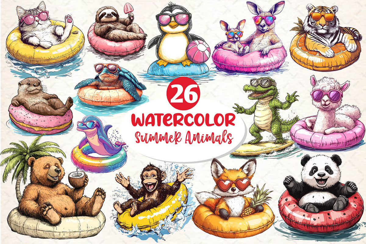 Summer Animals on Float Sublimation, an Illustration by Dream Creation (Photo 1 of 6)
