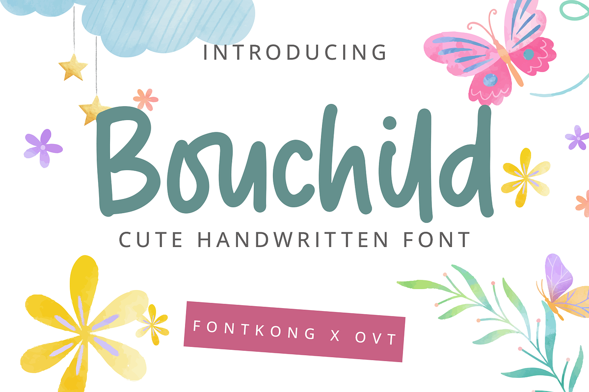 Bouchild - A Cute Handwritten Font, a Handwritten Font by overlaytemplates (Photo 1 of 5)